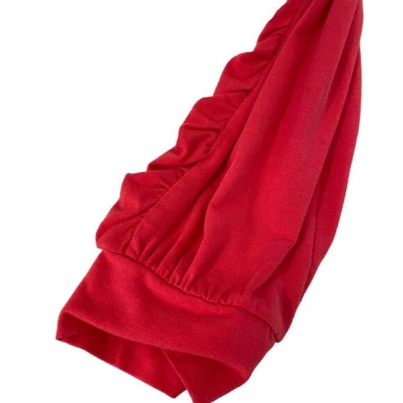 1421 Magaschoni Ruched Hot Pink Size XL V Neck Hood Top Kangaroo  Pocket NWT - Picture 2 of 8